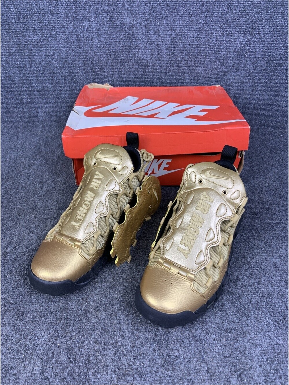 Nike Air Max More Money Metallic Gold AJ2998 700 Shoes Torch Plus Mens 8 NEW